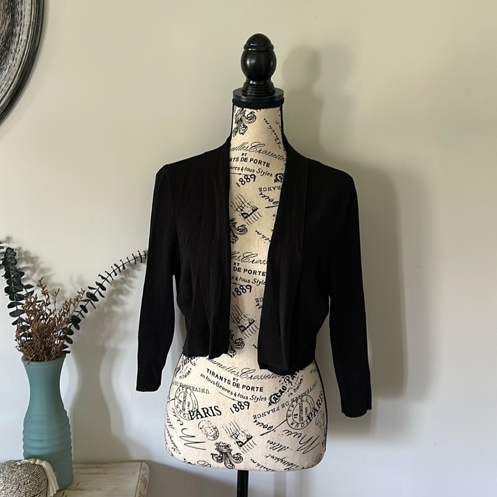 Boss Hugo Boss Black 3/4 Sleeve Cropped Shrug Women's size L